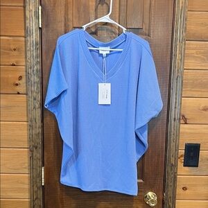 Blue V-Neck Women's Top